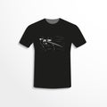 Black T-shirt with the image of a ninja warrior with a sword. Vector illustration. Royalty Free Stock Photo