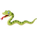 Cute green snake cartoon on white background Royalty Free Stock Photo