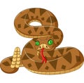 Cartoon brown snake on white background