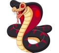 Cartoon king cobra snake on white background