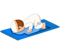 Cartoon Muslim boy prayer bow down on the rug Royalty Free Stock Photo