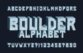 Boulder alphabet font. 3D Cracked letters and numbers.