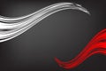 Abstract white and red line with black blur background. Brochure design, front page template vector graphic illustration. Royalty Free Stock Photo