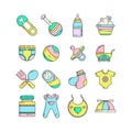 Cute baby icon set in monoline style. Line art icon Royalty Free Stock Photo