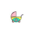 Cute baby icon set in monoline style. Line art icon Royalty Free Stock Photo