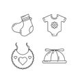 Cute baby icon set in monoline style. Line art icon Royalty Free Stock Photo