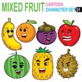 Mixed fruit cartoon seamless pattern