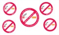 Set of No smoking and World No Tobacco Day,  - Vector Royalty Free Stock Photo