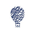 Hot air baloon vector logo. M letter vector emblem. Hot air baloon illustration Royalty Free Stock Photo