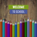 Seamless colored pencils row with wave. Royalty Free Stock Photo