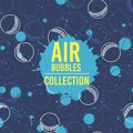White, blue cartoon water bubbles . Royalty Free Stock Photo