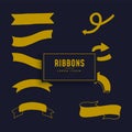 Golden ribbons set. Royalty Free Stock Photo