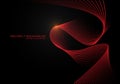 Abstract red wave curve 3D light on black design modern futuristic background vector Royalty Free Stock Photo