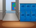 Cartoon empty school interior background