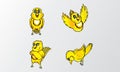 Yellow birds cartoon character illustration