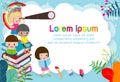 Back to school, kids school, education concept, Kids go to school, Template for advertising brochure, your text,Kids and frame