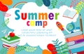 Summer camp education concept Template for advertising brochure, activities on camping , poster flyer template Royalty Free Stock Photo