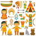 Native American clip art set Royalty Free Stock Photo