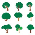 Vector Collection of trees illustrations. Royalty Free Stock Photo