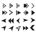 Arrow icon set, black color and white background. Royalty Free Stock Photo