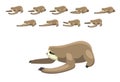 Sloth Crawling Animation Sequence Cartoon Vector