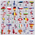 European countries flags and country border Royalty Free Stock Photo