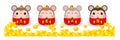 Four little rats holding a signs with Chinese gold, Happy new year 2020 year of the rat zodiac. Cartoon vector illustration Royalty Free Stock Photo