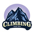 Logo for Mountain Climbing Adventure , Camping, Expedition. Vintage Vector Logo and Labels, Icon Template Design Royalty Free Stock Photo