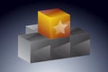 Number one star gold cube on dark background Royalty Free Stock Photo