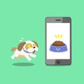 Cartoon character cute shih tzu dog and smartphone