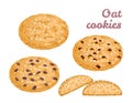 Oat cookies set. Fresh cereal healthy pastries
