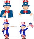 Set of cartoon uncle Sam`s in different poses