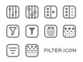 Air filter with bacteria and dust vector icon / pm 2.5