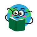 Planet Earth is reading a book. Global problems. Vector . Royalty Free Stock Photo