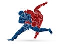 Judo sport action cartoon graphic