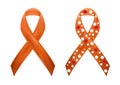 Orange leukaemia ribbon / human blood concept / white and red blood cell Royalty Free Stock Photo