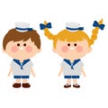 Sailor children, a boy and a girl. Vector illustration