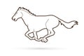 Horse running outline cartoon graphic