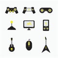 Game console guitar computers icon illustrations