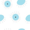 Seamless pattern with blue evil eye vector with eyelashes