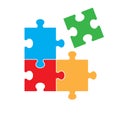 Four Part Puzzle Image with One Piece Cut Out