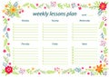 Decorative Weekly lessons plan - Vector