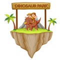 the adventurer are playing with the triceratops in the dinosaur park