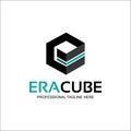 Abstract E Letter Logo, e cube logo design.