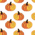 Pumpkin seamless pattern on white background