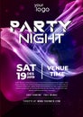 Purple modern night glow light party music night poster template. Royalty Free Stock Photo