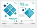 Business blue corporate brochure flyer design geometric a4 template.