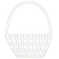 Flat black and white wicker isolated wooden picnic basket. For coloring.