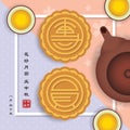 Mooncakes of `Tuan Yuan` with teapot and tea.