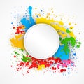 Round stitching paper on colorful splashes background